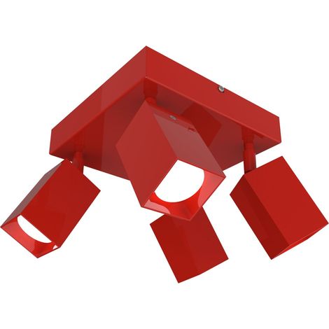 LUMICOM  BRINCK Q Plafoniera X4, 4X GU10, max 33W, metallo, rosso lucido, L.25cm (1/4)