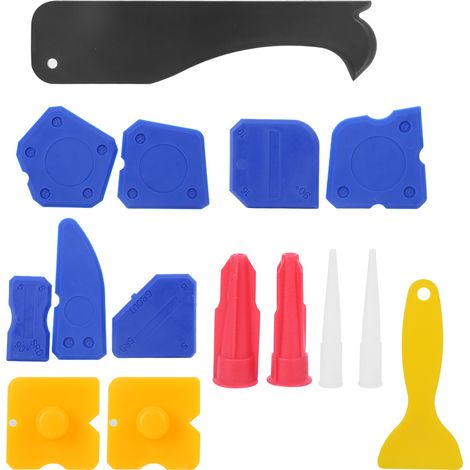 Ensemble de 15 outils pour mastic silicone : grattoir, spatule et nettoyeur de vitres à main (1/5)