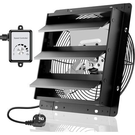 Ventilateur d'extraction mural de 300 mm avec variateur de vitesse - Ventilateur mural industriel avec moteur EC 1650 m³/h - Ventilateur mural réglable en aluminium pour cave, garage (1/5)