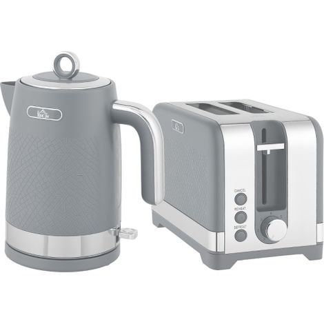 Stylish Grey Kettle and Toaster Set with Unique Texture-Perfect for Modern Kitchens