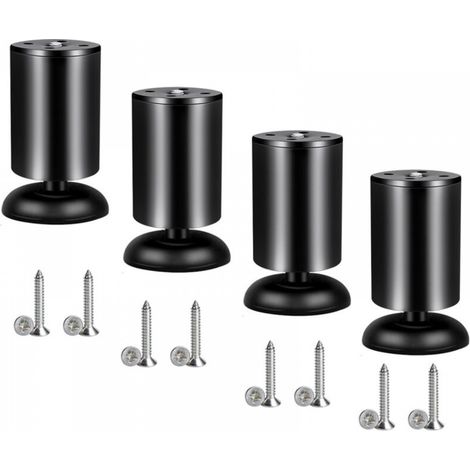 Pieds de meubles en acier inoxydable en quatre parties, adaptés aux bureaux, canapés, tables, pieds de meubles, 120 mm, noir (1/5)