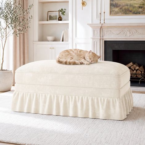 Tabouret Windsor en chenille blanche (1/5)