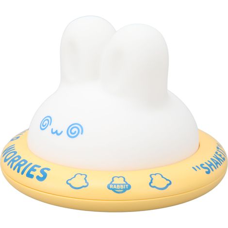 Veilleuse lapin mignonne, rechargeable, 3 niveaux de lumière chaude, en silicone souple, LED, pour la décoration de chambre, jaune (1/5)