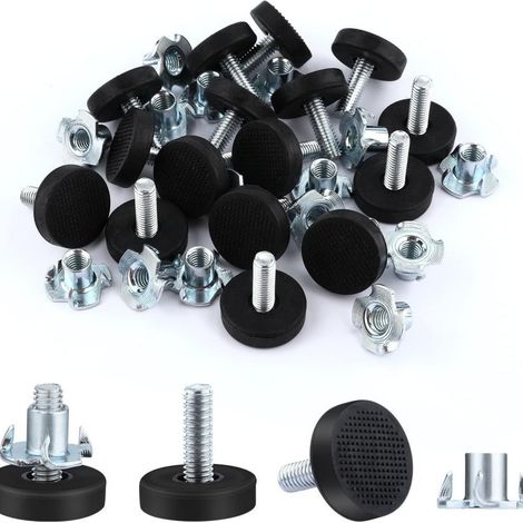 Set mit 12 verstellbaren Möbelfüßen: für Holztische, Schreibtische, Stühle, Kommoden und Barhocker
