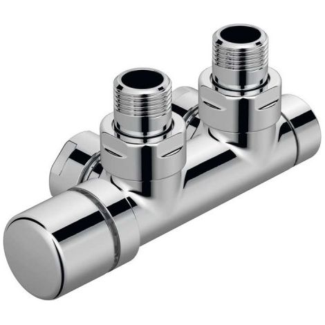 Acova – Kit Q robinetterie thermostatisable en H coude chromé – Monotube / bitube – Pour chauffage central – 991608 (1/2)