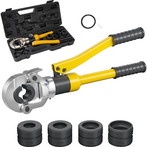 Kit de herramientas de crimpado hidráulico, cabezal giratorio de 360°, tamaños de matriz versátiles, herramienta de crimpado (1/2)