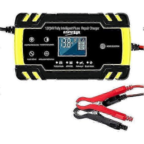 Chargeur de batterie intelligent Anhtczyx Zyx-j30 12 V / 24 V à 3 étapes pour voiture et moto - Jaune (1/5)