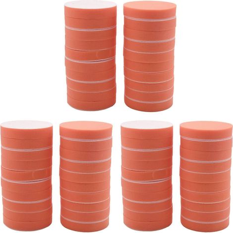 Lot de 60 tampons de polissage de 125 mm (5 pouces) en éponge plate pour l'entretien et le lustrage de la peinture automobile. (1/5)