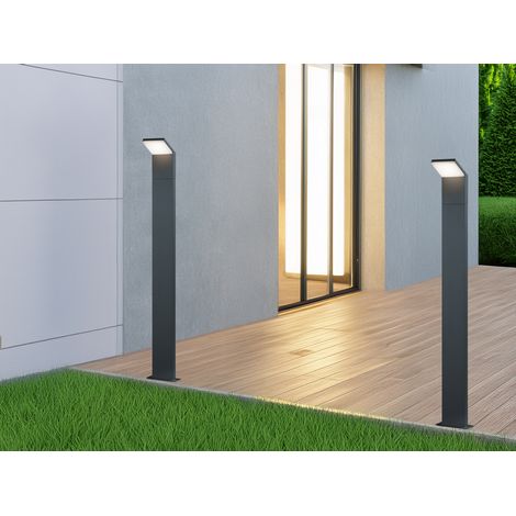 Moderne LED Pfostenleuchte 2er SET aus ALU in anthrazit, IP54, Höhe 100 cm (1/5)