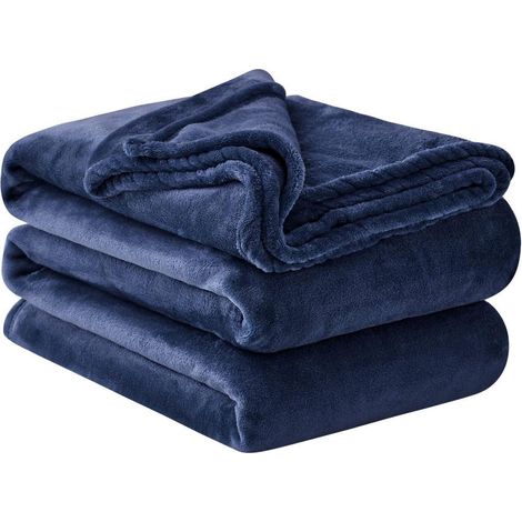 Kuscheldecke Fleecedecke Couchdecke Sofadecke 230 x 270 cm Marine Blau (1/5)