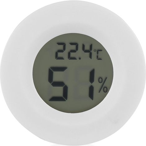 Rundes, weißes LCD-Digitalthermometer und Hygrometer aus Kunststoff für Reptilien, geeignet für kleine Aquarien, Eidechsen, Spinnen, Schildkröten, Terrarien.