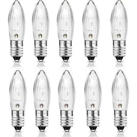 Ampoule E10 34V 3W Bougie avec 7 Points de Combustion Ampoules de rechange, 30LM Blanc Chaud 2700K, Lot de 10