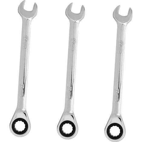 Juego de llaves ajustables de 10 mm, 3 piezas: llave de vaso, herramientas de mecánico, llave fija de carraca, llave de carraca de 10 mm, llave de 10 mm, modelo de plomada, llave Allen (1/5)