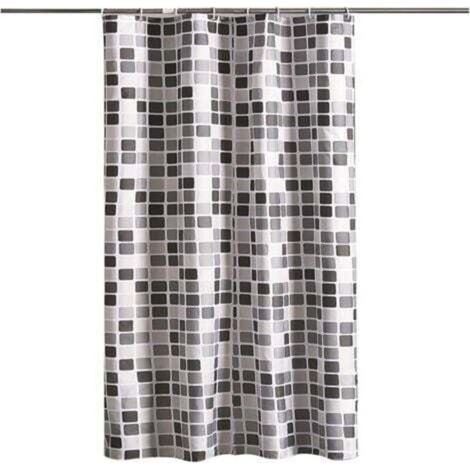 Rideau Douche, Noir et Blanc Rideau Douche, Mosaïque Rideau Douche, 8 Crochets, pour Salles de Bains, Toilettes (120 x180 cm, Mosaïque) (1/5)