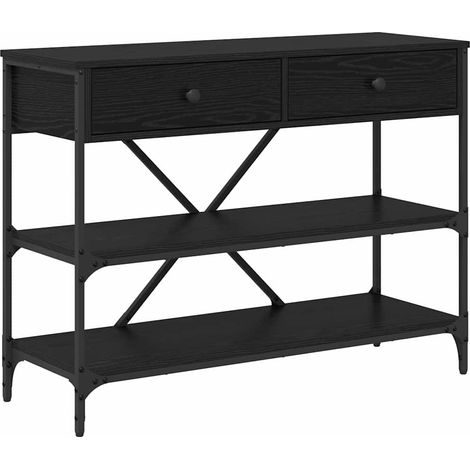 Table console，Table d'appoint，Bout de canapé，Meuble d'entrée avec tiroir Chêne noir 100 x 34,5 x 75 cm bois