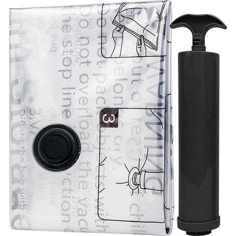Sacs de rangement sous vide pour vêtements, voyage, lot de 4 avec pompe manuelle, gain de place pour literie, couvertures, oreillers, organisateur de bagages-AquaForge (1/5)