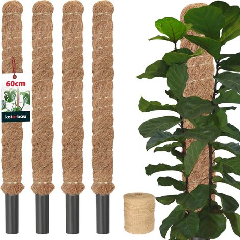 KOTARBAU® 4 pcs Tuteur Plante - Tuteur Coco - ⌀ 3.2 x 60 cm - Fibre de Coco - Tuteurs pour Monstera - Marron - pour Plantes Grimpantes (1/5)