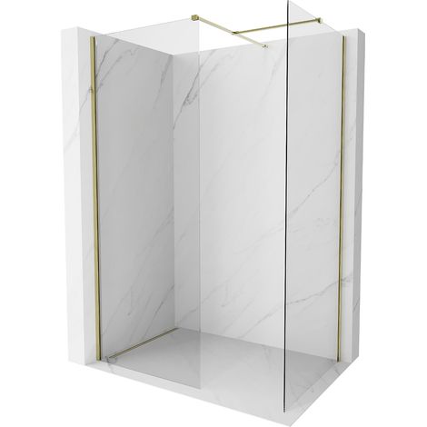 Mexen Kioto-X Duschwand Walk-in 100 x 80 cm, transparent 10 mm, gold - 800-100-202-50-00-080-X (1/5)