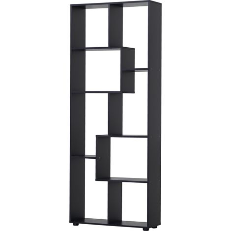 Libreria, libreria alta, divisorio moderno per ambienti, mobile contenitore a 8 cubi, scaffale autoportante per soggiorno, camera da letto, ufficio, 70 x 24 x 178 cm, nero