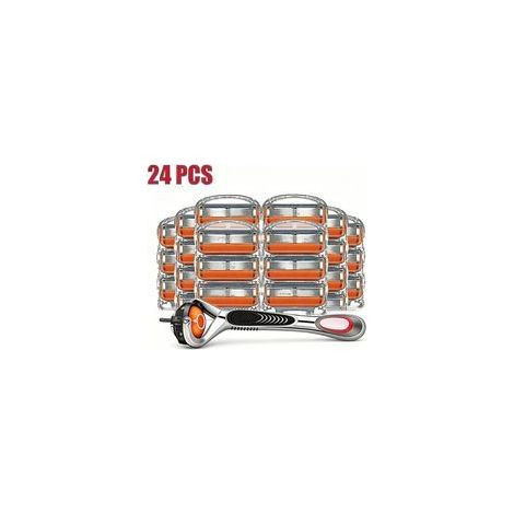 rasoir electriques hommes-5 lames de rechange pour rasoir Gillette Fusion ProGlide Power,1 manche en métal + 24 lames (1/4)