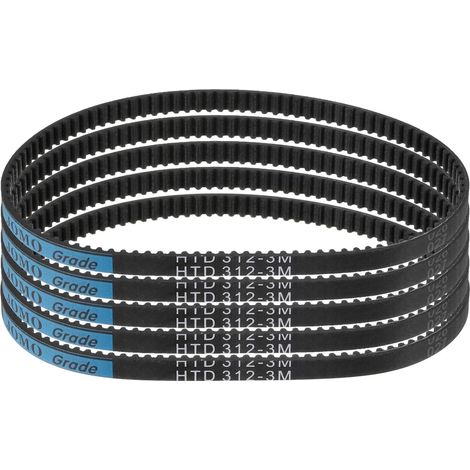 5pcs HTD-3M Rubber Timing Belt 104 Teeth, 312mm Pitch Length x 6mm Width x 2.4mm Height, Closed Loop Pulley Belt (1/5)