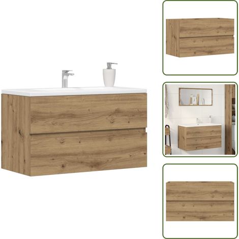 Vidaxl – Armoire d'évier chêne artisanal 90x38,5x45 cm – Bois d'ingénierie résistant à l'humidité – Design mural pour gain de place
