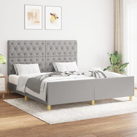Cadre de lit sans matelas gris clair 160x200 cm tissu (1/5)
