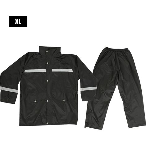 2 pièces imperméable réfléchissant coupe-vent anti-pluie sécurité route travail combinaison pluie pantalon XL (1/5)