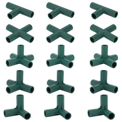Gewächshausverbinder – Winkel für 16-mm-Stangen, 5 Ausführungen, robust und stabil – 15 Stück – Grau (1/5)