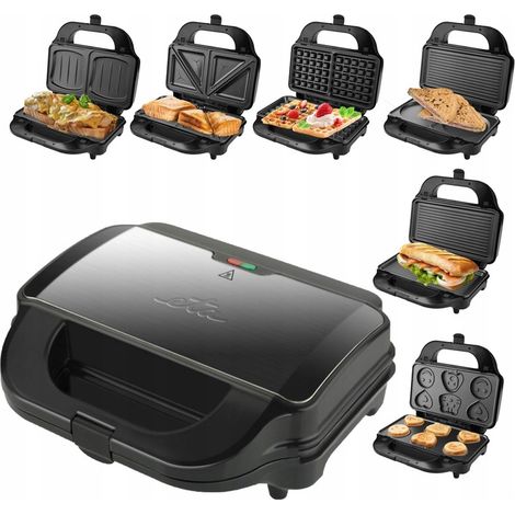 MACCHINA PER TOSTARE MULTIFUNZIONE 6 IN 1 GRIGLIA WAFFLE PANINI BISCOTTI TOAST