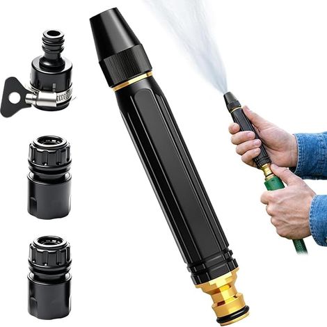 Ugello ad alta pressione per tubo da giardino, pistola ad acqua ad alta pressione con connettore universale per tubo, lancia ad alta pressione regolabile per lavaggio auto, pulizia del patio e irrigaz (1/5)