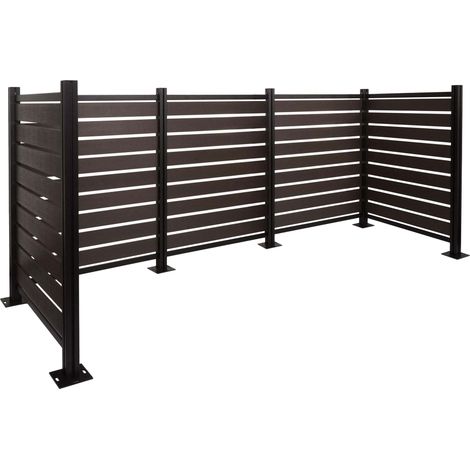 [NON UTILIZZATO] Recinzione fendivista bidoni box spazzatura rifiuti HHG-947 alluminio aspetto legno 130x300x110cm antracite