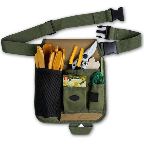 Riñonera unisex práctica para jardinería y floristería con estuche de transporte para carpinteros, jardineros, constructores y ebanistas. (1/4)