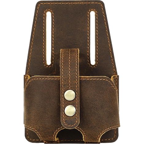 Pochette de ceinture à outils, support de ruban en cuir, pochette à mesurer ruban, porte-outil de ceinture, étui à outils d'électricien en cuir, support de ruban à mesurer pour charpentiers et (1/5)