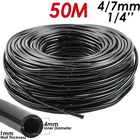 Tuyau d'arrosage de jardin 1/4 pouce (4/7 mm) en PVC pour micro-irrigation goutte à goutte, idéal pour balcon, pelouse et serre. (SPL11-065-50M-1/4'') (1/5)