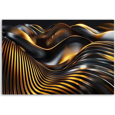 Tableau abstraction doré et noir (1/5)