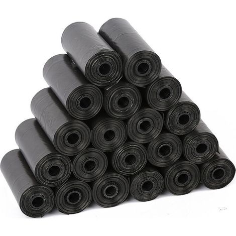 Sac a crottes Chien Sacs biodégradables pour excréments de Chien. 300sachets à déjections Canines, 20 Rouleaux, Couleur Noir. (1/5)