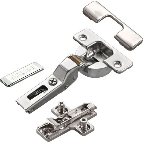 2 x Salice Topfband Serie 700 mit Dämpfer im Topf 110° Bohrbild T45 Mittelanschlag inkl. Kreuz-Montageplatte Höhe 6 mm mit Euroschrauben, Exzenterverstellung, Abdeckkappen Möbelscharnier von SOTECH (1/5)