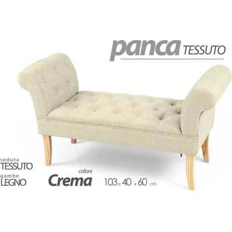 Retro-Bank aus cremefarbenem Nachttischstoff cm 103 x 40 x 60 h