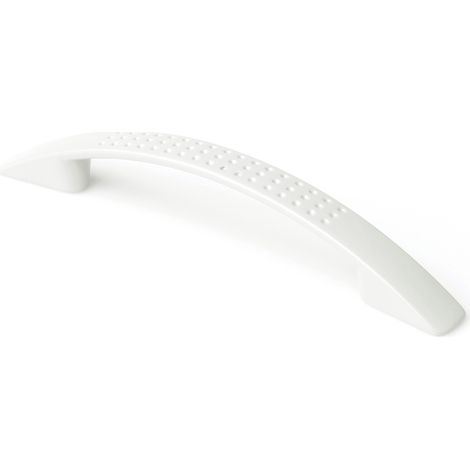 Tirador de Asa para Mueble  Estilo Decorativo  Fabricado en Zamak  Acabado en Blanco mate  Distancia Entrepuntos: 128 mm  Medidas 1621627 mm  Sistema de Fijación  Incluye Tornillos M4  2 Unidades -