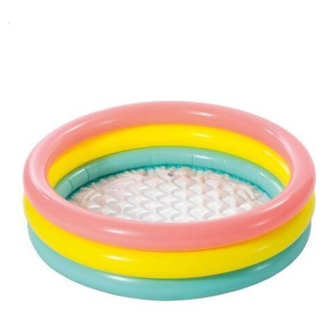 Ecleanfy-Piscine Gonflable Triple Anneau avec Fond Bulleux - 86 cm x 25 cm - Inclut Pompe à Pied et Kit de Réparation (1/5)
