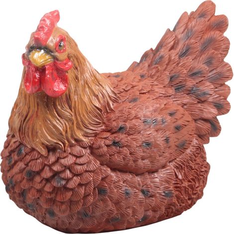 Poule marron couvant en résine