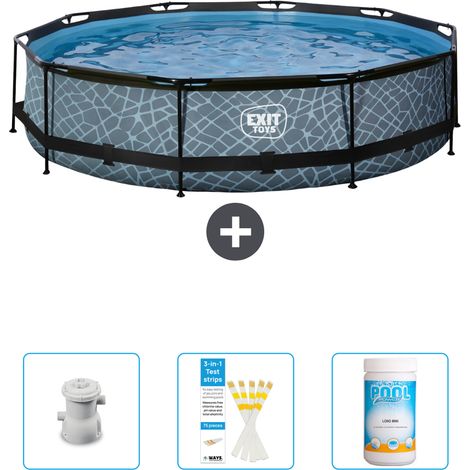 Exit Pool Rund - Steinoptik - 360x76 cm - 4-teilig SCB85 (1/4)