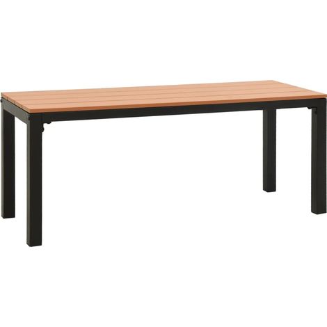 Banc de jardin meuble de patio d'extérieur terrasse 110 x 39 x 45 cm acier et WPC marron et noir