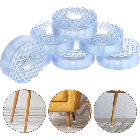 20 protectores para patas de mesa, Goma antideslizante, Protectores para patas de silla, Fácil instalación, Diseño silencioso, Transparente (1/5)