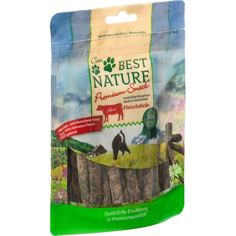 Best Nature Premium Snack für Katzen, 50 g - Fleischsticks vom Rind