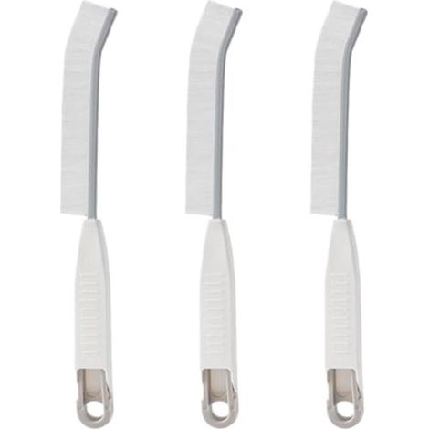 Cepillo de limpieza - Juego de cepillos para esquinas - 3 cerdas duras - Cepillo para juntas de azulejos, baño y cocina - Cepillo para ranuras - Blanco - 3 piezas (1/5)