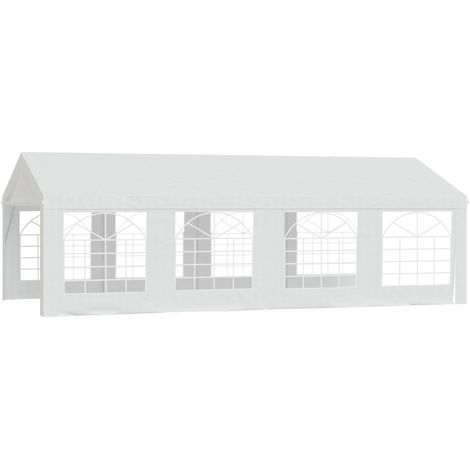 Tonnelle de jardin exterieur tente de réception 4x8m barnum chapiteau de jardin polyéthylène 8 fenêtres et acier galvanisé robuste blanc