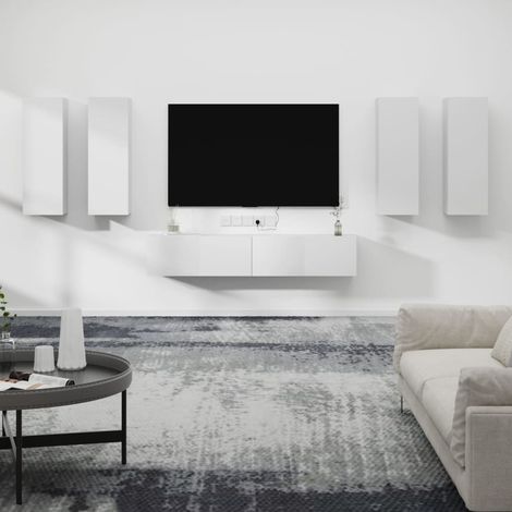 vidaXL 6 Piece TV Cabinet Set White Engineered Wood (1/5)