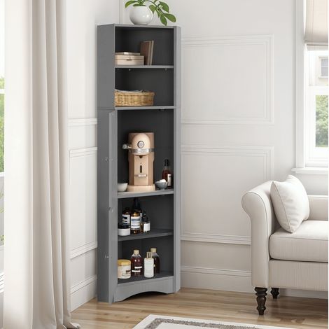 Mueble baño esquinero con almacenamiento gris OKMYHOME (1/5)